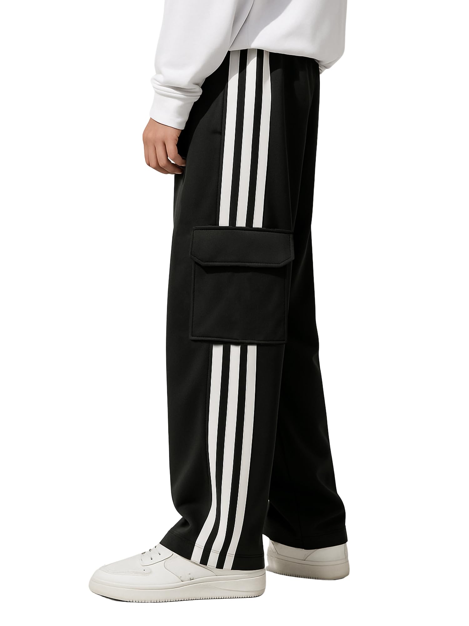 jump cuts || Mens|| 3Line Tape ||Colorblock ||Black and Light Grey ||Polyester|| Cargo-picture-42