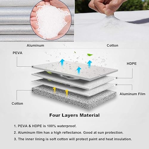 Miniatura 2 de Kayme Juego de 4 cubiertas de vinilo para neumáticos de remolque, protegen del sol, la lluvia, la nieve, a prueba de agua, plateadas