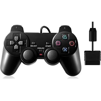 FLLAGG20 | 1X Controller Kompatible Mit PS2 | schwarz | kompatibel mit PS2, PS1, PS One, PSX | Dual-Vibration, kabelgebunden,