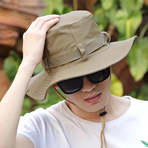 Miniatura 12 de Taeku Sombrero para el sol, sombrero unisex de ala ancha, protección solar, transpirable, sombrero Boonie para pesca, senderismo, jardinería, safari