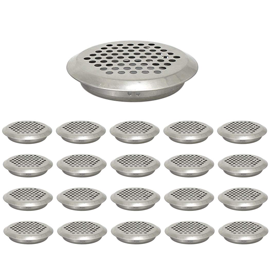Cubiertas de ventilación circulares de 25 mm de acero inoxidable con orificio de malla para armario, baño, oficina, cocina, ventilación de 20 piezas