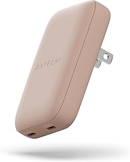 Satechi OntheGo 67W Wall Charger, GaN USB C Travel Charger with 2 USB-C PD Fast Charging Ports, for MacBook Pro/Air, iPad Pro/Air, iPhone 16, Steam Deck, Galaxy, Windows – Desert Rose