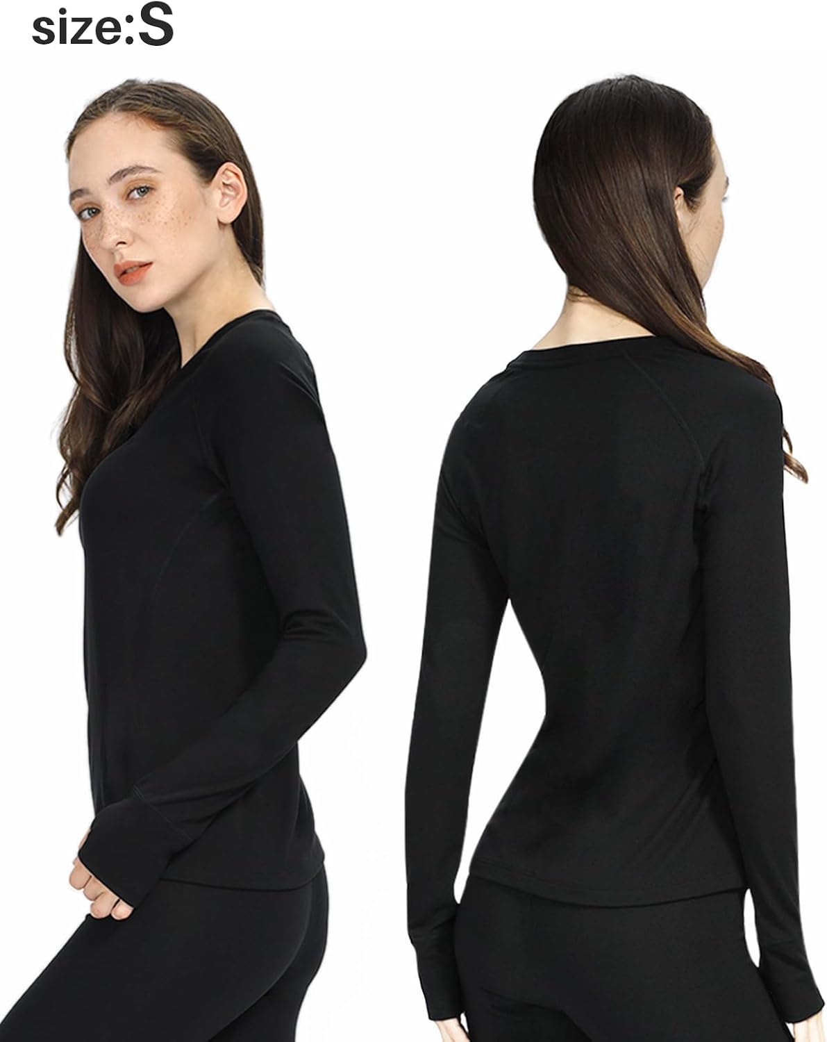 Thermal Underwear Shirts for Women: Fleece Lined Long Sleeve Undershirt for Cold Weather 32~50℉ Soft & Warm Running Top - Image 3