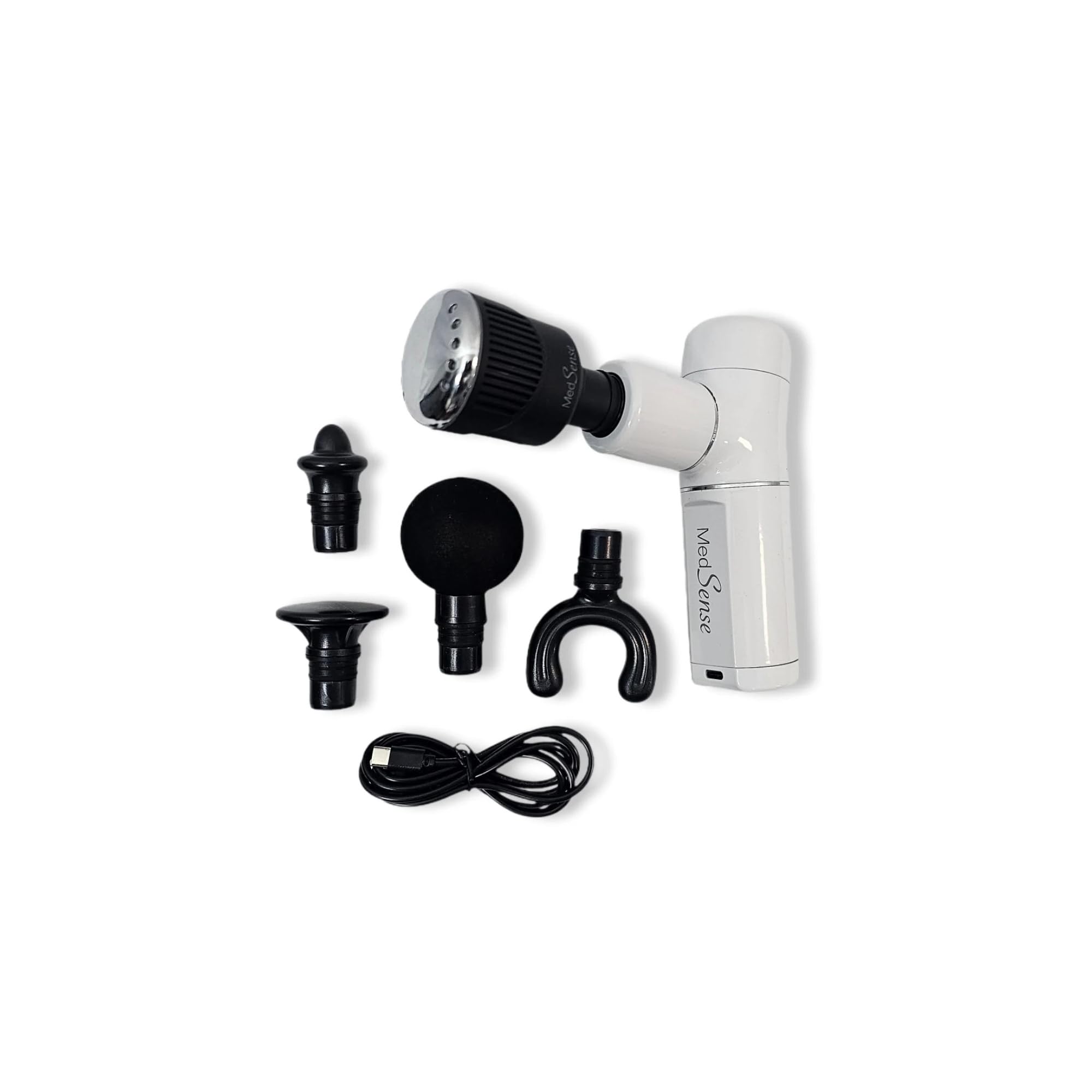 Medsense Absolute Power - Road Warrior Massagepistole mit LuminaTherm Aufsatz (Rot/Blaues Licht + Heiß/Kalt) - Deep Tissue Percussion Massagegerät, USB-C Aufladung, 5 Stunden Akku, 5 Jahre Garantie