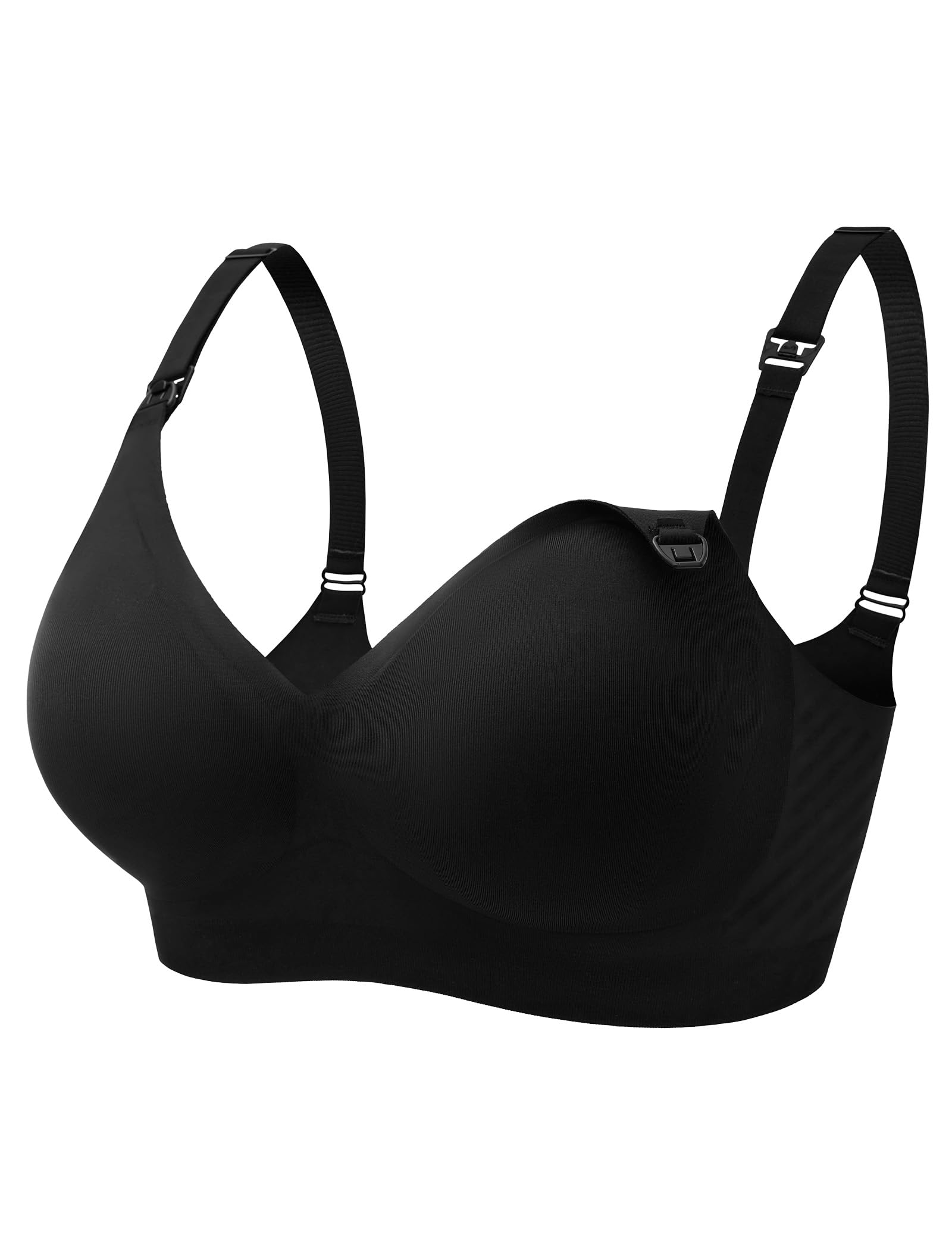 HOFISH Maternity Nursing Bras for Breastfeeding Comfort Seamless Wirefree Pregnancy Bras S-XXL with Bra Extenders & Clips — view 18