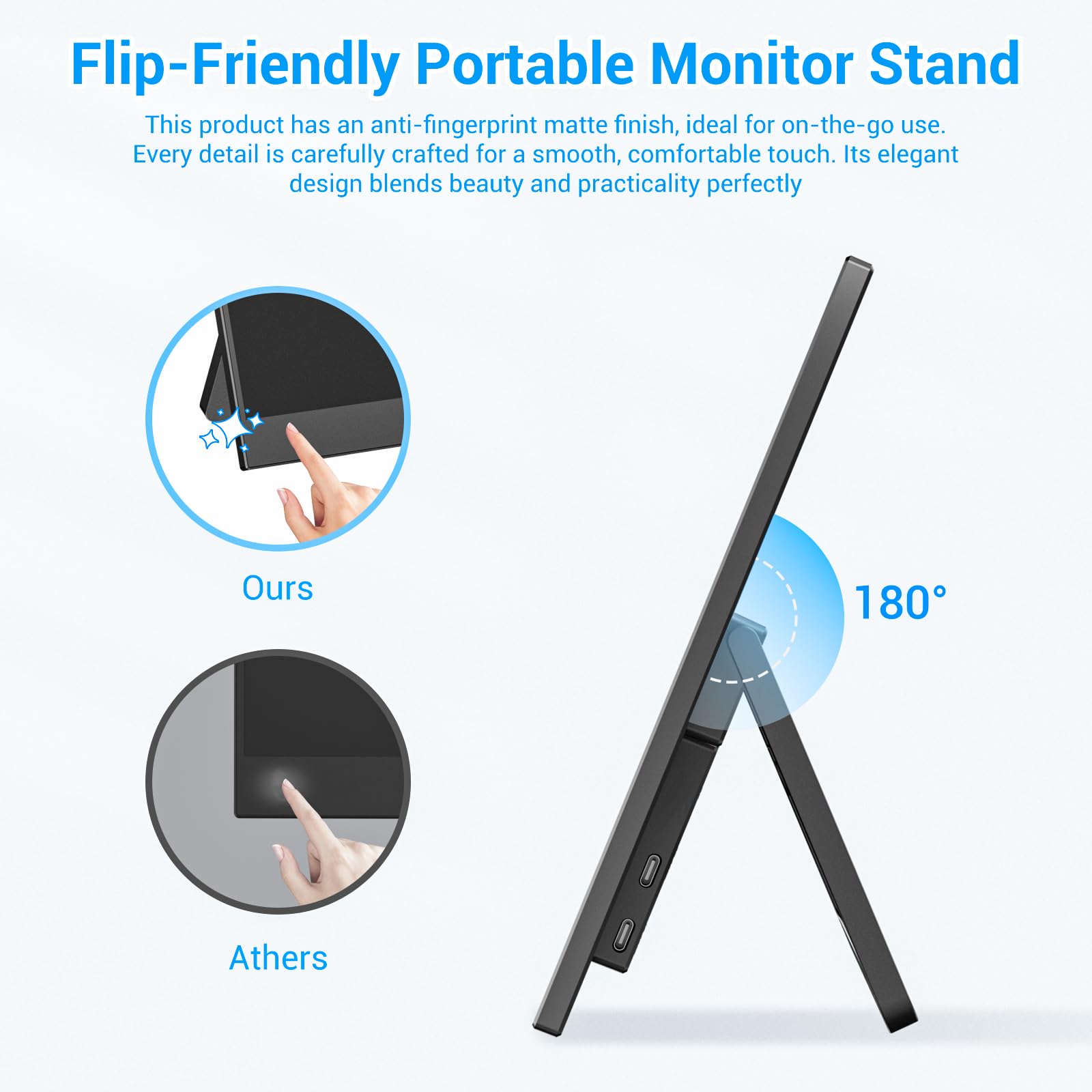 Veout Przenośny monitor 14-calowy, ultracienki IPS FHD z USB-C i HDMI, monitor podróżny do laptopa z podpórką i głośnikami, do laptopa, komputera stacjonarnego, telefonu, Maca