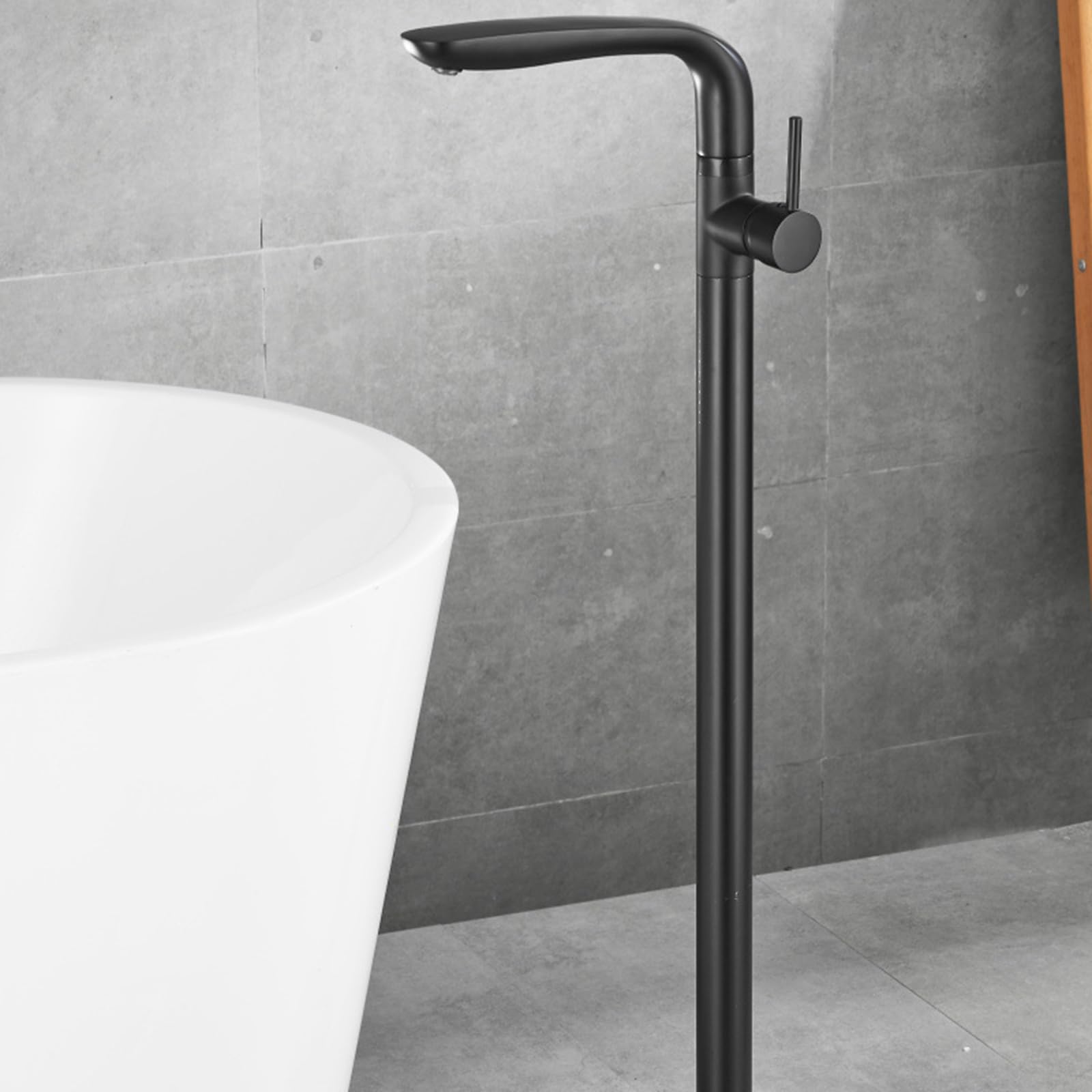 HADECOLL Freestanding Bath Mixer Tap Single Handle Hot And Cold Bath Mixer Taps Brass, Black,Black