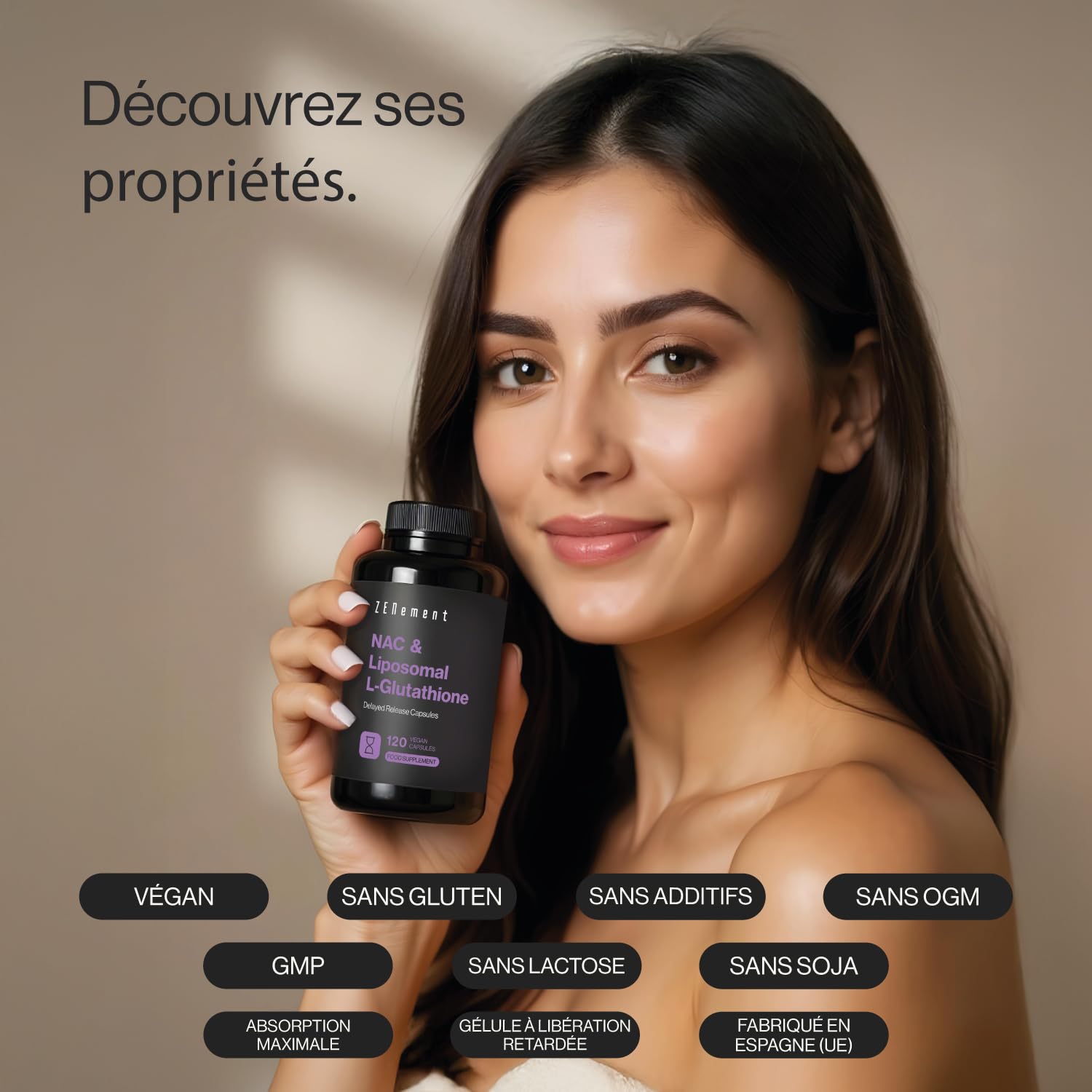 NAC avec L-Glutathion Liposomal – Formule Avancée avec N-Acétylcystéine et Glutathion à Haute Absorption – Gélules Végétales à Libération Retardée, Sans Additifs – 120 Gélules, 4 Mois – Zenement