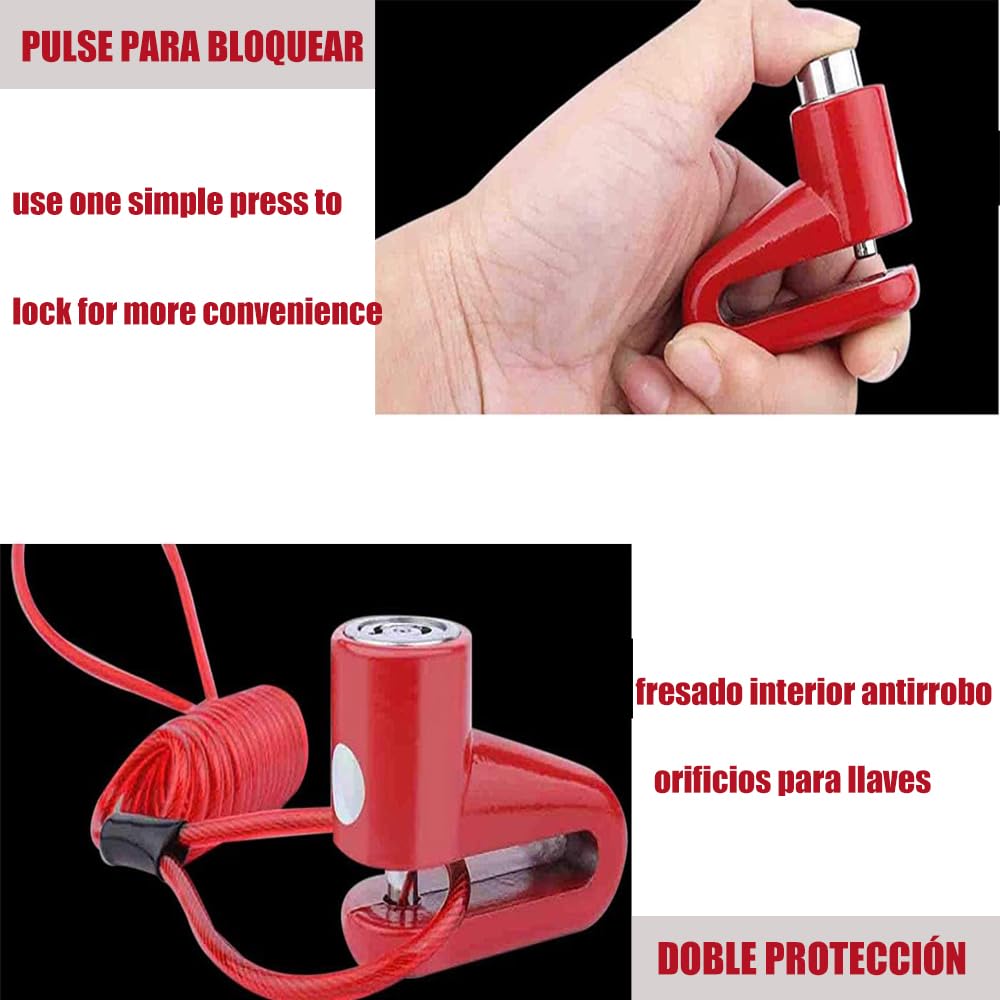 Voarge Lucchetto per Monopattino Elettrico, Catena Antifurto per Moto, Lucchetto per Moto, Accessori per Monopattino Elettrico, Ruote per Bicicletta Armadio con Corda di Ricordo, Lucchetto per