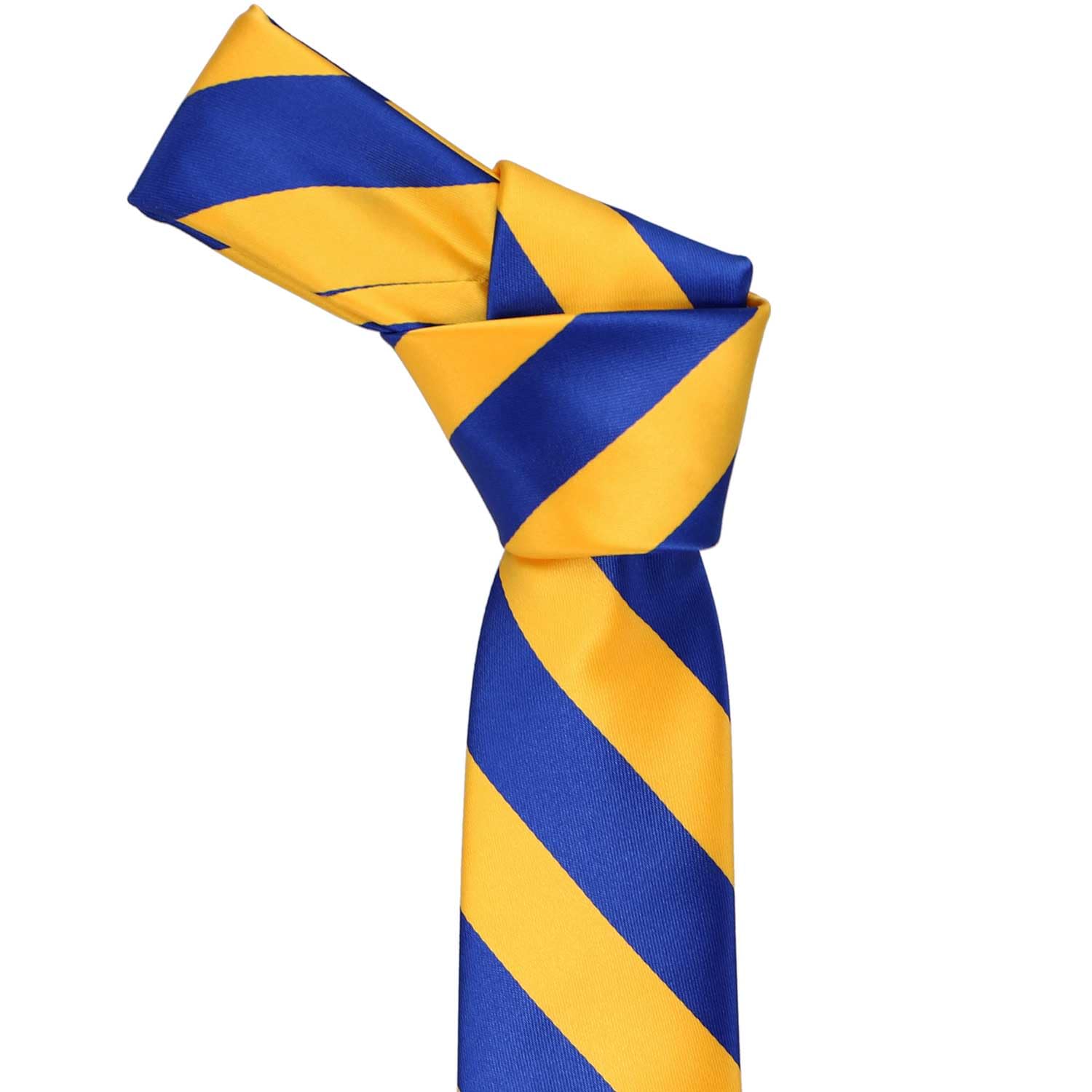 tiemart Boys' Neckties for 8 to13 years old (Royal Blue and Golden Yellow Striped)