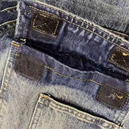 Men Cross Vintage Denim Trousers Loose Straight Embroidery Jeans3