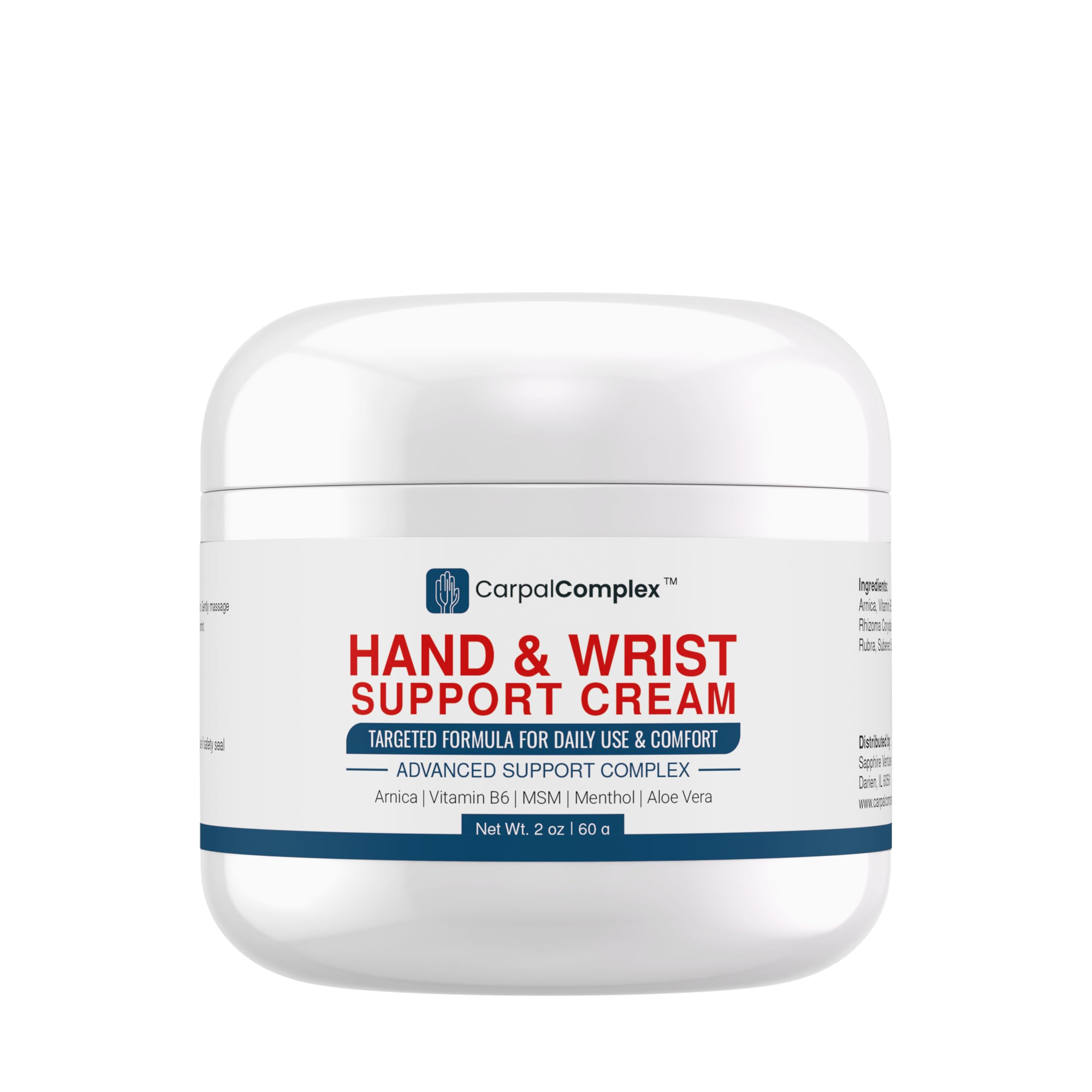 CarpalComplex Nerve Support Cream – Topical Relief with Menthol, Arnica & B6 – Soothing Formula for Hands, Wrists & Elbows