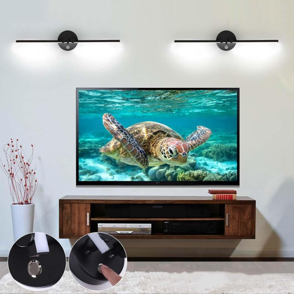 AoLa Lámpara LED de Pared de 12W con Interruptor Luz de Pared Larga Aplique orientable Flexible de 2 Llamas Lámpara de mesilla de Noche de Metal Blanco cálido 3000K Negro