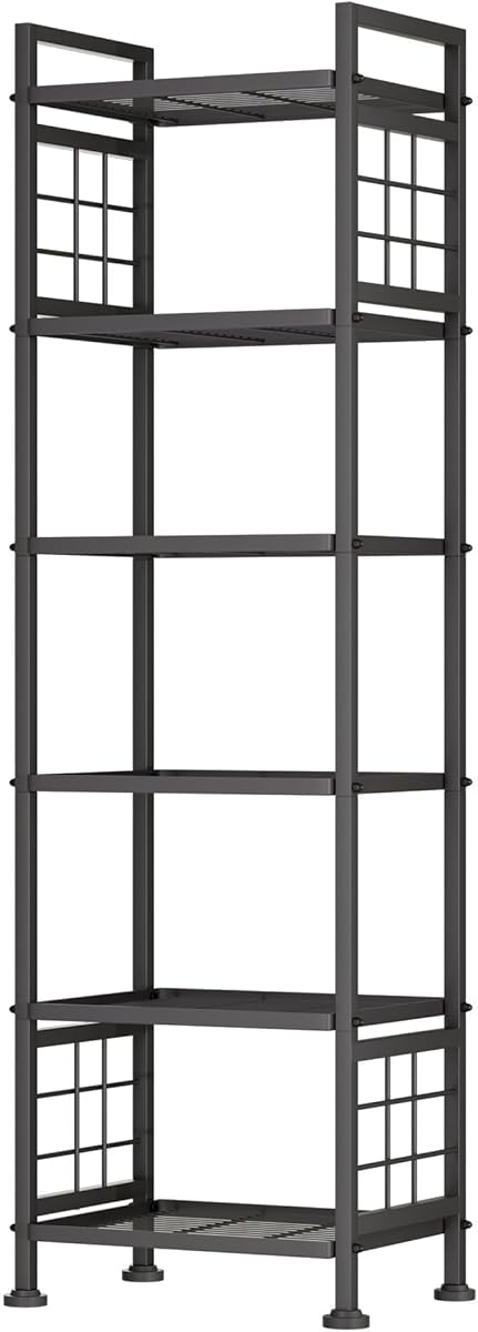 GIOTORENT 6-Wire Standing Storage Shelf for Bathroom Organizers and Storage &amp; Laundry Room Organization, Metal Shelving Unit Pantry Rack for Kitchen &amp; Bathroom, Black