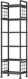 GIOTORENT 6-Tier Black Metal Standing Shelf - 120lb Capacity Bathroom Laundry Kitchen Organizer 16.9x12.7x65.1in