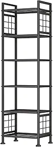 GIOTORENT 6-Wire Standing Storage Shelf for Bathroom Organizers and Storage & Laundry Room Organization, Metal Shelving Unit Pantry Rack for Kitchen & Bathroom, Black
