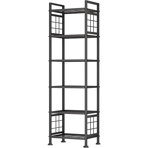 GIOTORENT 6-Wire Standing Storage Shelf for Bathroom Organizers and Storage & Laundry Room Organization, Metal Shelving Unit Pantry Rack for Kitchen & Bathroom, Black