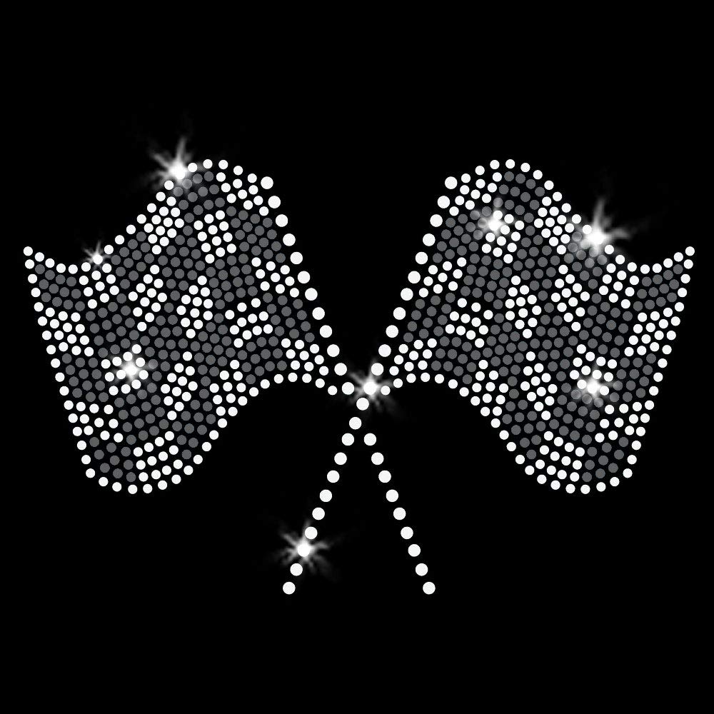 JCS Rhinestones Larger Racing Flags Iron On Rhinestone Crystal and Rhinestud T-Shirt Transfer by JCS Rhinestones