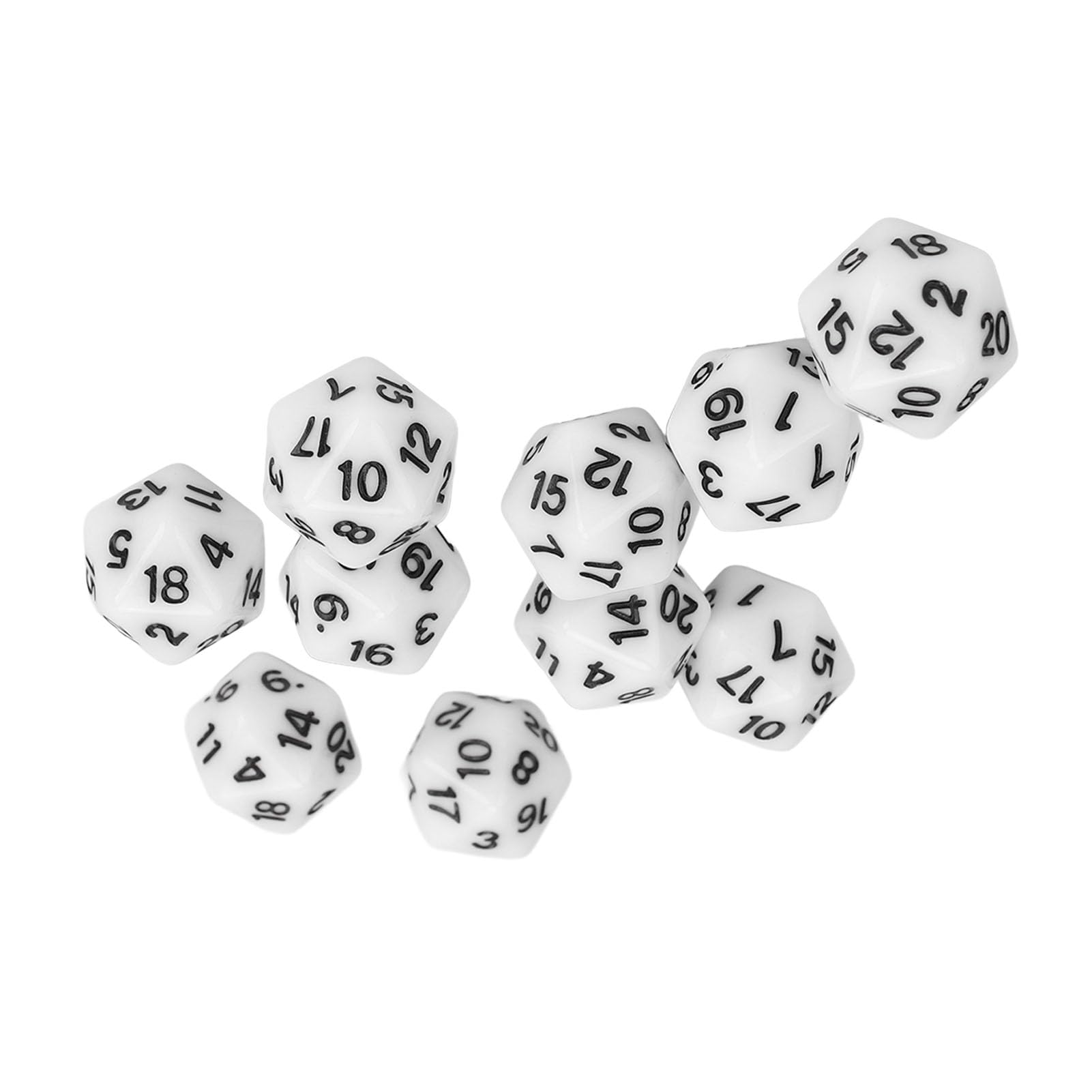 Polyhedral Dice Set 10PCS Lightweight Durable Plastic 20 Sided Role Playing Table Game Dice for Board Games Math Learning Classroom Activities (White) - Image 2