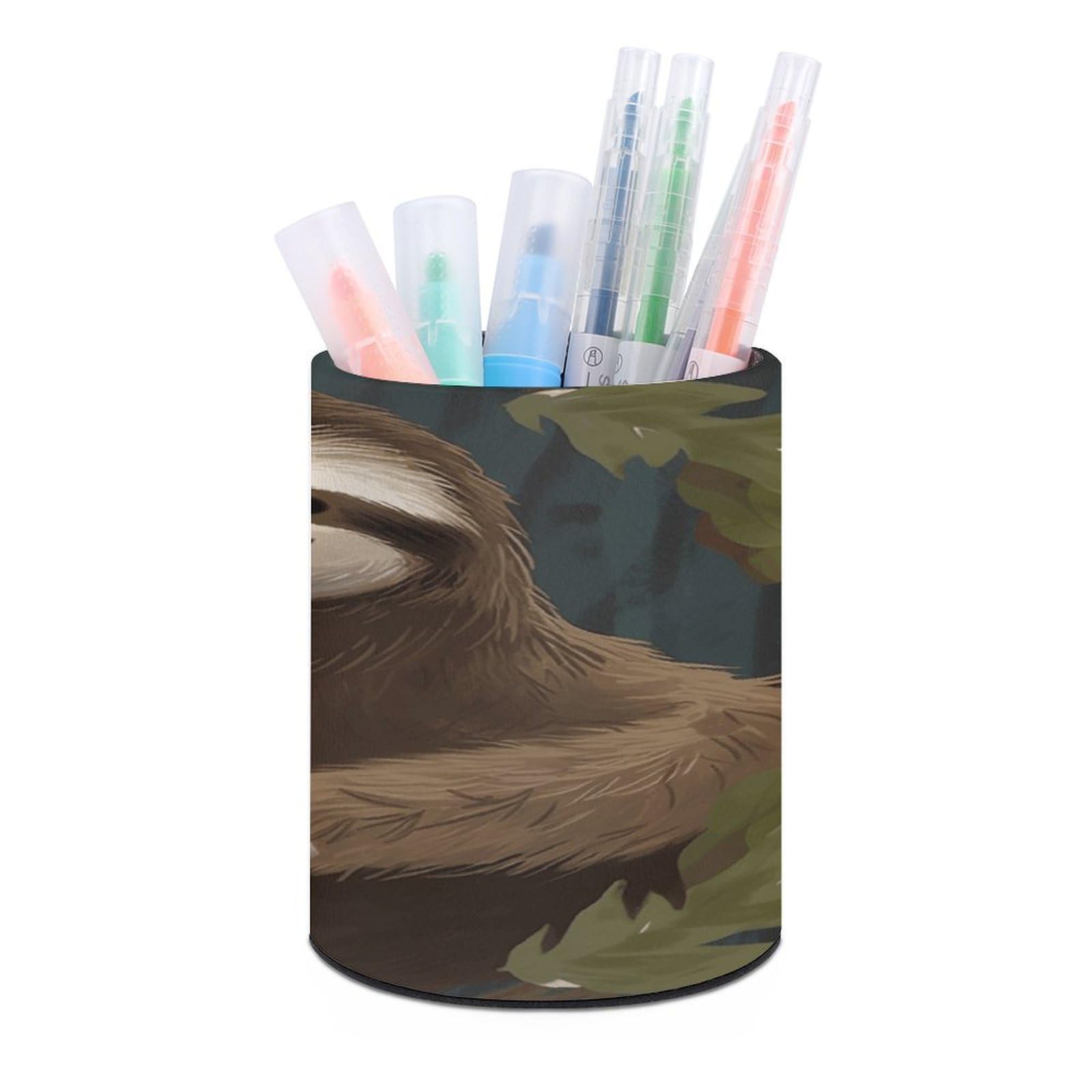 FekiLoot Sloth Pen Holder Personalized Desktop Pencil Holders Case Office Accessories Container Box for Round Pen Cup Desktop Organizer Makeup Brush Holder Caddy Storage