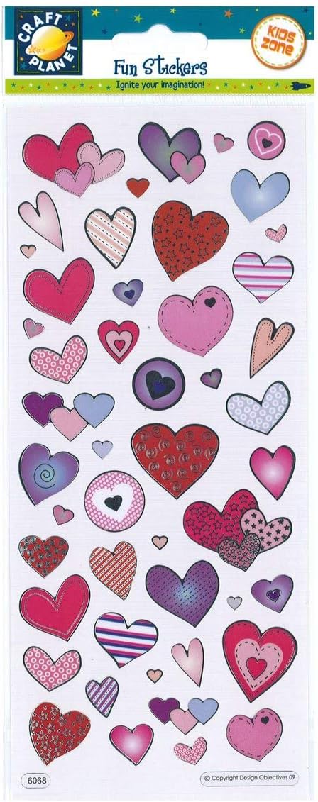 Craft Planet CPT 6561012 Fun Stickers-Love Hearts, Assorted
