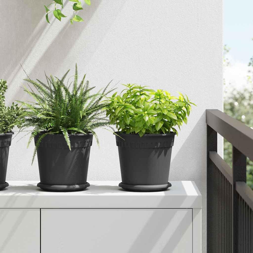 Blumentöpfe Schwarz Kunststoff 24 Stück Ø 19 x 16 cm mit Entwässerungslöchern gerolltem Rand für Balkon Garten und Innenraum vielseitig leicht und langlebig