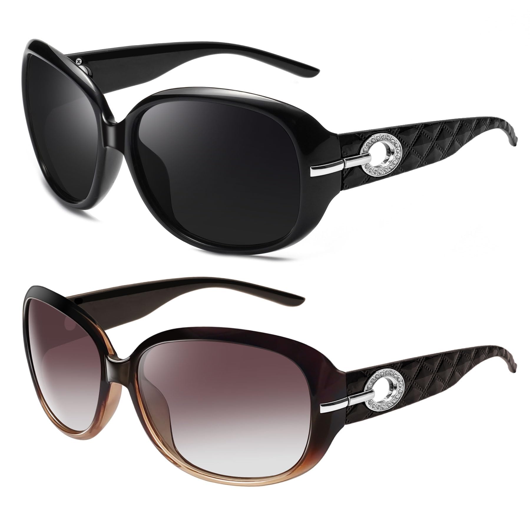 Joopin 2PCS Gafas de Sol Mujer Polarizadas Diseño de Gran Tamaño Marco Grande Brillante Estilo Clásico de Moda