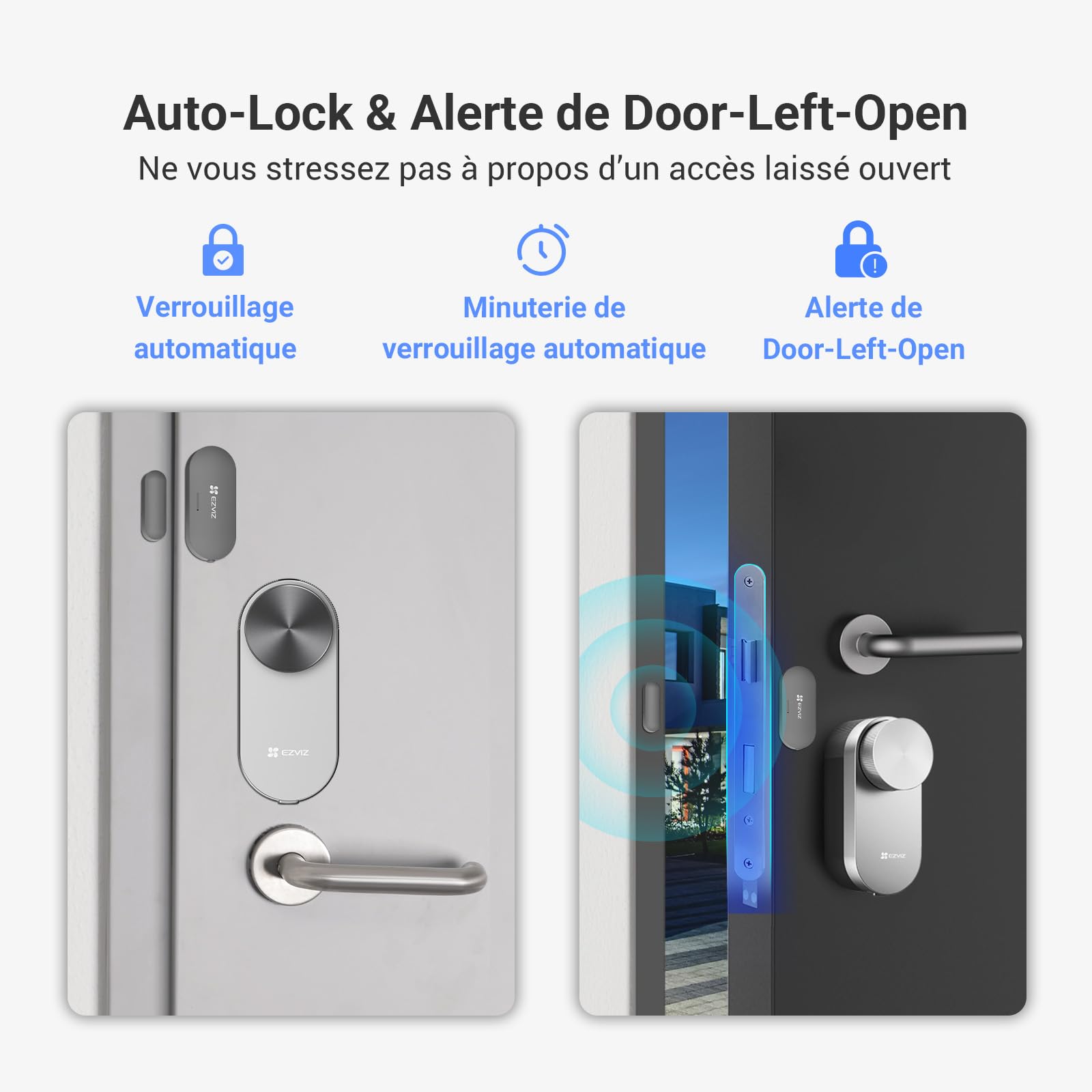 EZVIZ DL01PRO Smart Lock avec Clavier Multifonctionnel et A3 Passerelle Domestique, Serrure Connectée Bluetooth accès à distance sans Clé