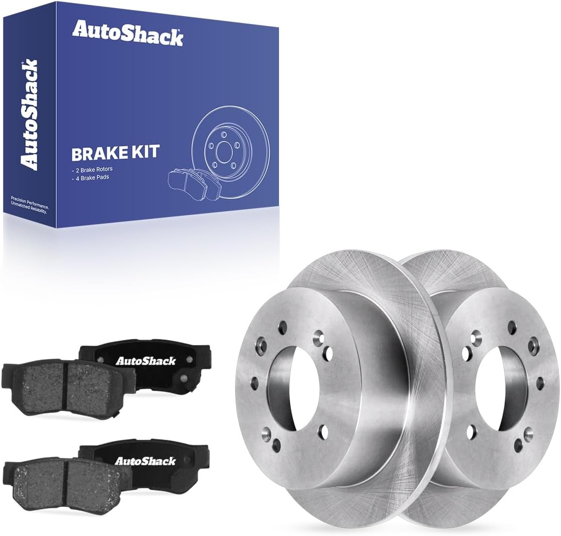 AutoShack Rear Brake Rotors & Ceramic Pads for Hyundai, Elantra 2007-2010, FWD L4 2.0L - 10.31" (261.9 mm), 5-Lug