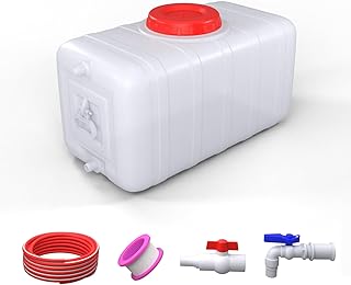 13Gallon/50L Water Storage Tank with Spigot,3m Hose and Control Valve, Large Plastic Emergency Water Tank,Water Storage Container for Camping, RV, Truck, Emergency Preparedness(22.4"*11.8"*11.8"