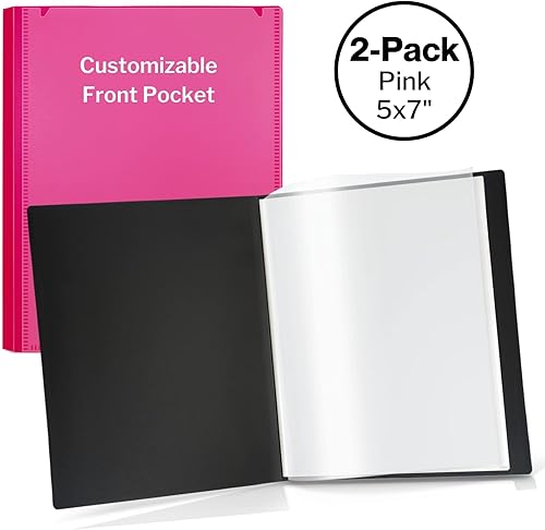 Miniatura 5 de CRANBURY Álbum de fotos pequeño de 5 x 7 pulgadas (rosa), paquete de 2 libros de fotos de plástico, 24 bolsillos para mostrar 48 imágenes, mini