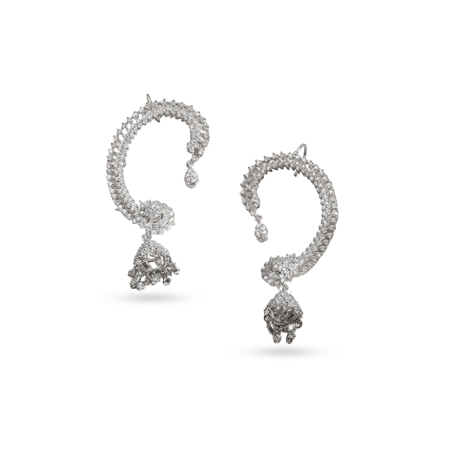 Ear Cuff Jhumka Earrings American Diamond Statement Jewellery Gift for Women & Girls-image-34