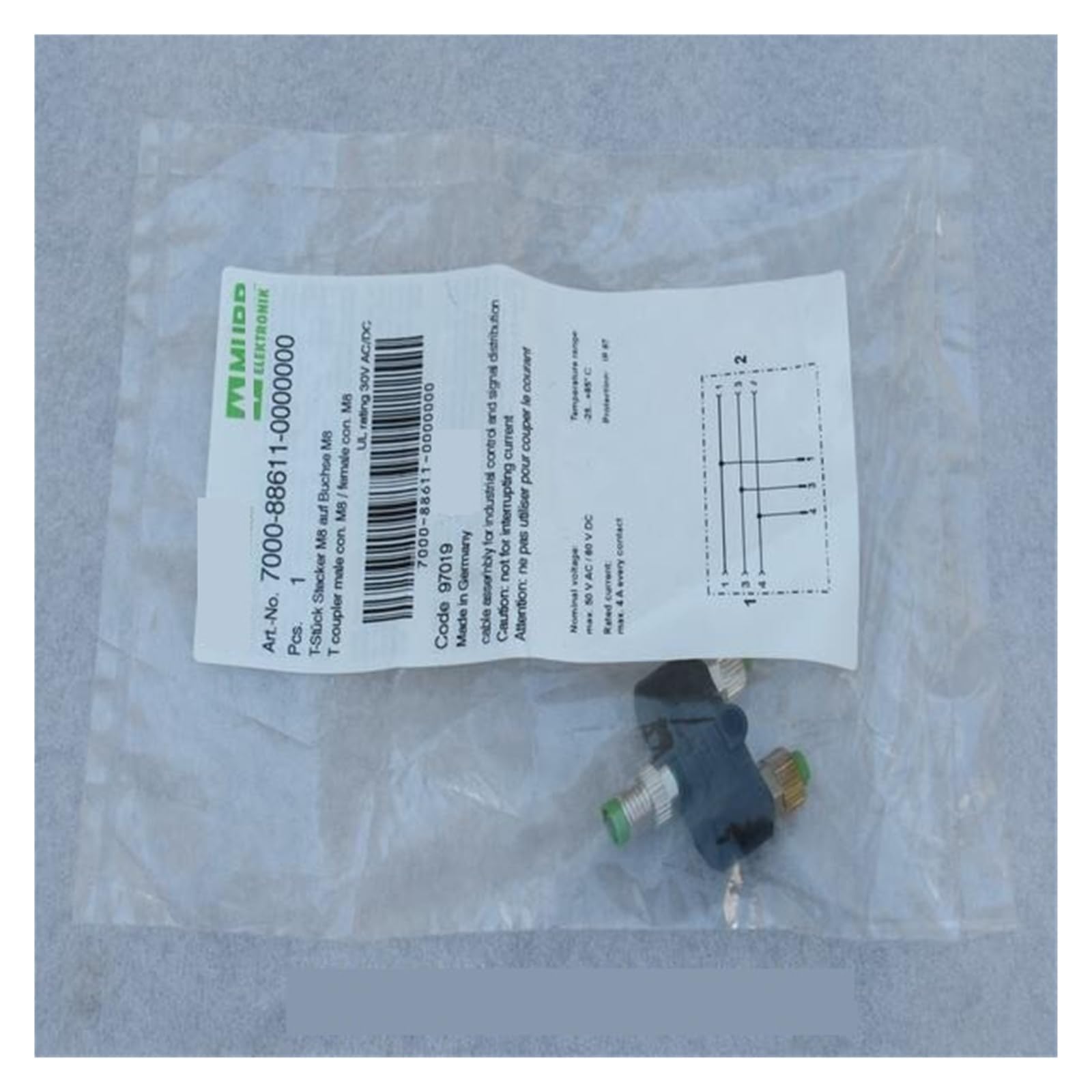 Connettore 7000-88611-0000000 Giunto a T originale mai usato Industriale
