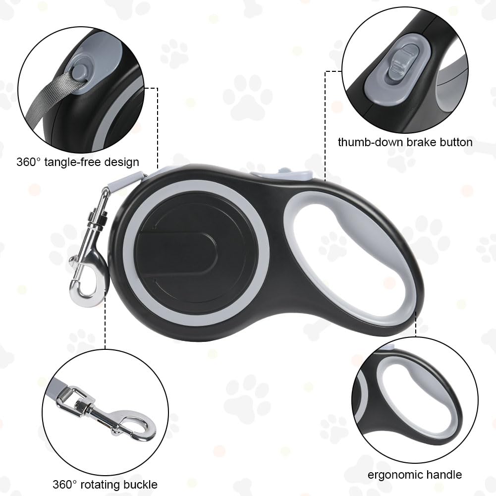 Aomig Retractable Dog Lead Tangle-Free Retractable Dog Leash, 5m/20kg Heavy-Duty Extendable Dog Leads - Image 4