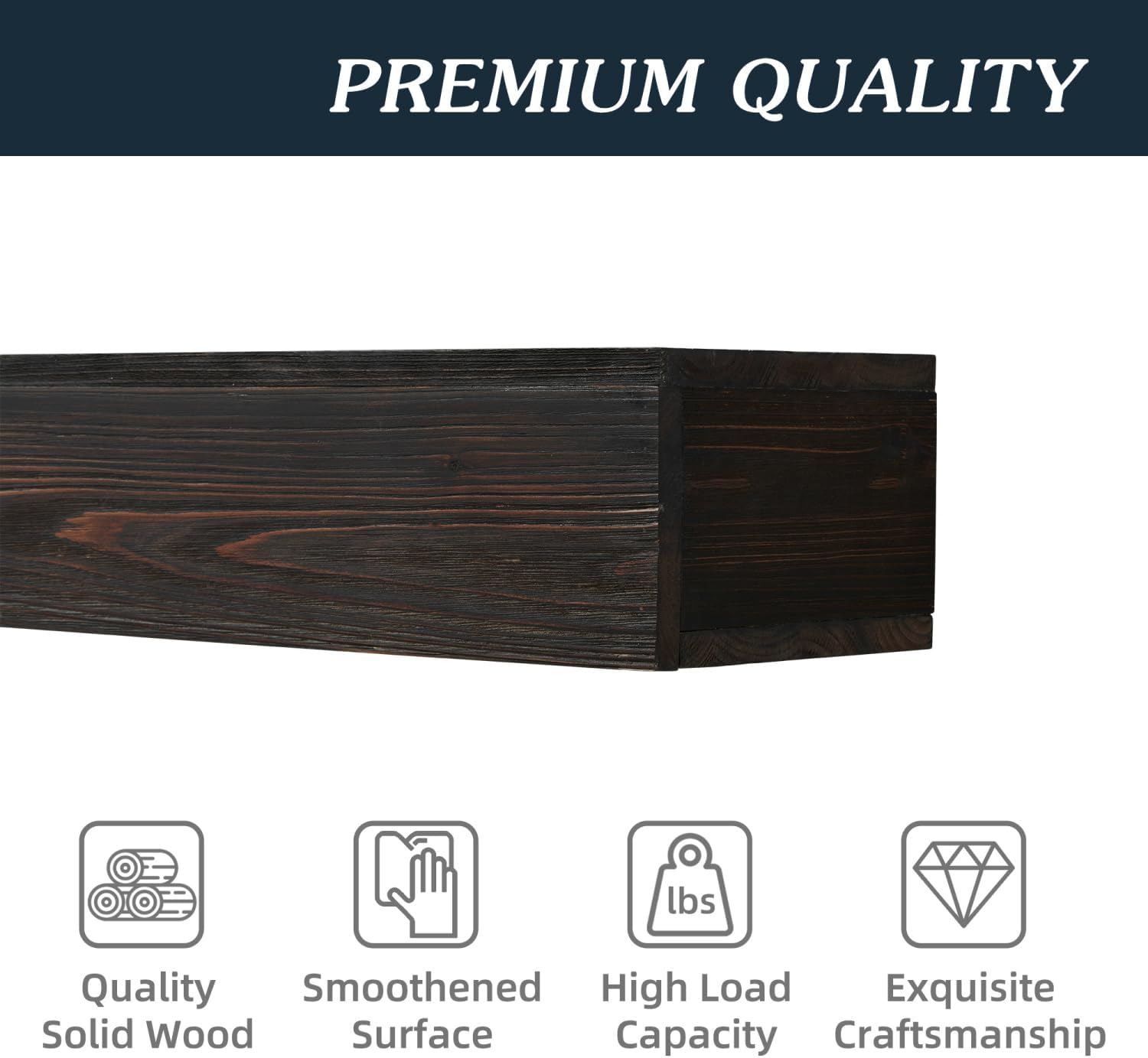 Geelife 72" Rustic Wood Fireplace Mantel, Wall-Mounted & Floating Shelf for Home Decor