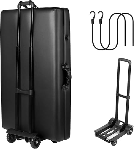 Carro de mesa de masaje, mesa de masaje portátil, carrito de viaje con ruedas, mesa de masaje portátil, asa telescópica, se adapta a la mayoría de