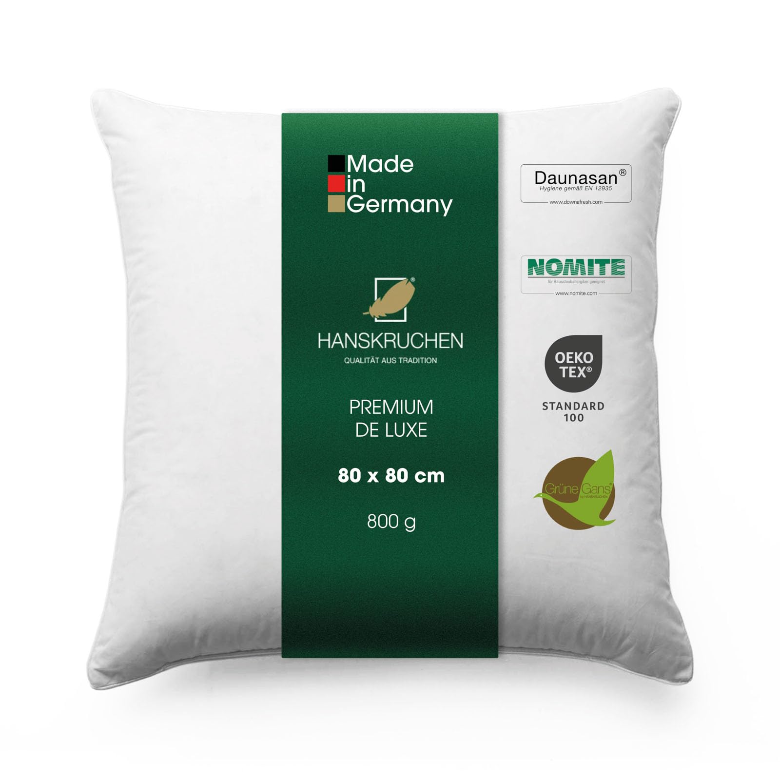 CALMONT Donskussen met 3 vakken, 40 x 80 cm, pluizig en geschikt voor mensen met allergieën, duurzaam en ademend, verenkussen, 40 x 80 cm