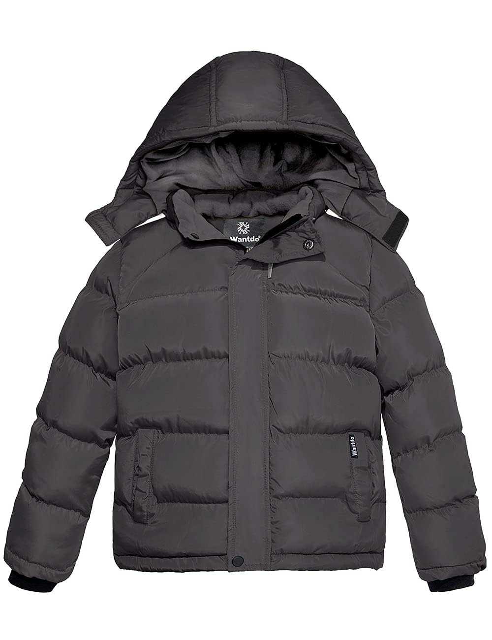 Wantdo Abrigo Cálido de Invierno para Niños Chaqueta Acolchada de Algodón Grueso Parka Clásica a Prueba de Viento Chaqueta Abrigada con Capucha para Exteriores