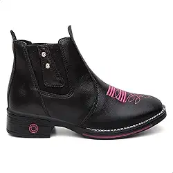 bota Botina feminina texana Country Leve Confortável Com Zíper ou Elástico (Preto Elástico, Padrão, BR, Adulto, Numérico, 36)