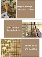 Vista 3 de XUANINY Azulejos de protección contra salpicaduras para cocina, baño, chimenea, mosaico de aluminio metálico autoadhesivo (12 x 12 pulgadas)