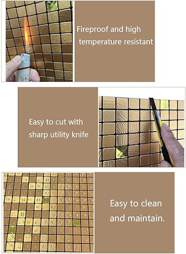 Miniatura 10 de XUANINY Azulejos de salpicaduras para cocina, baño, chimenea, mosaico de aluminio metálico autoadhesivo (12 x 12 pulgadas) (10, mezcla azul y morada)