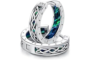 Celtic Viking Silver Huggie Rune Hoop Earrings