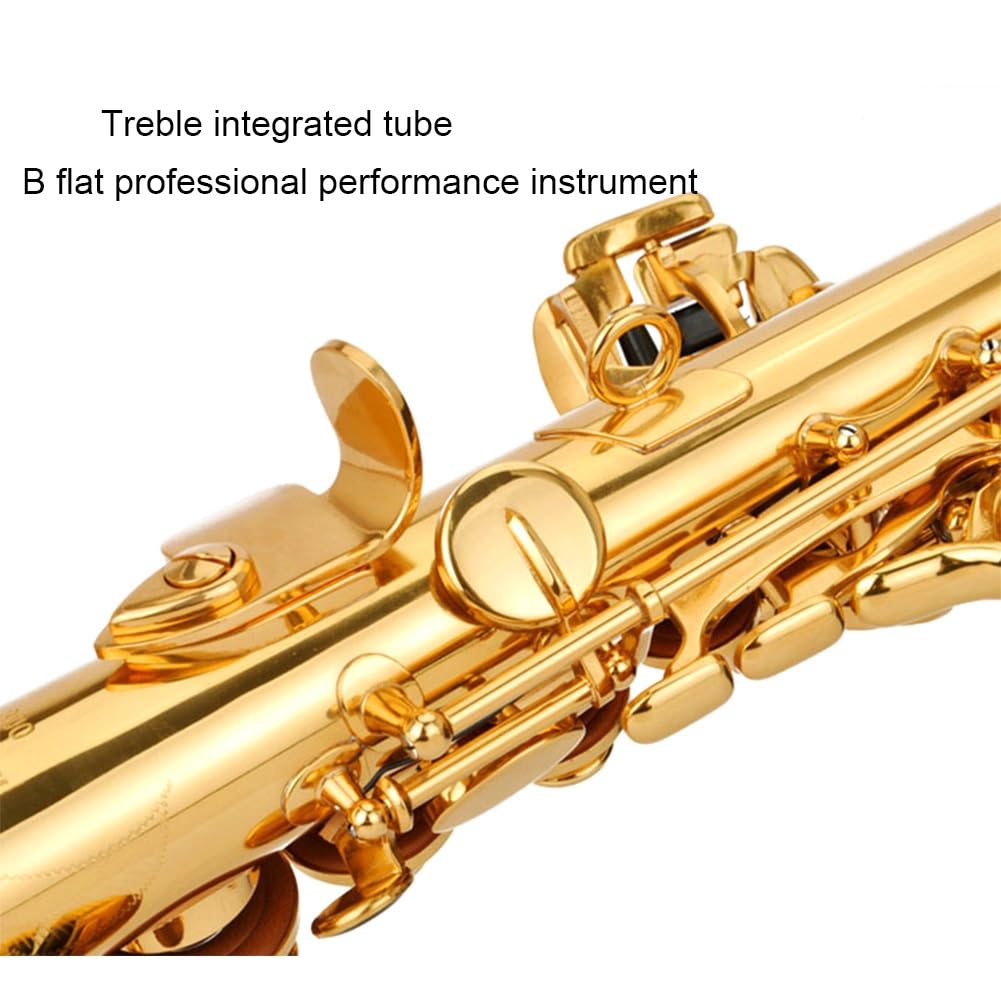 Saxofón soprano plano B, instrumento de viento de madera, saxofón soprano recto profesional con accesorios