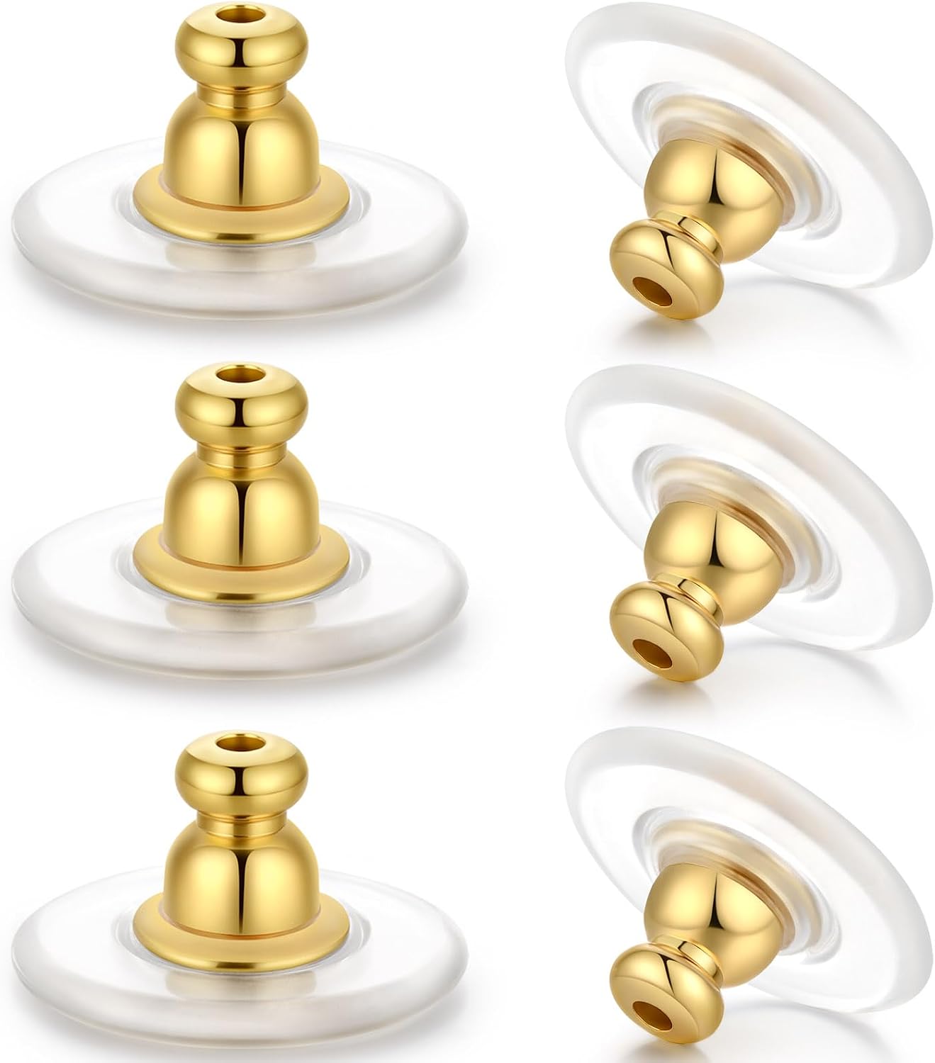 Earring Backs for Heavy Droopy Earrings - 12mm/0.47 Inch Large Secure Locking Backs for Women & Men for Any Occasion, Durable and Stylish Earring Backing Replacement for Studs, Silver 6 PCS