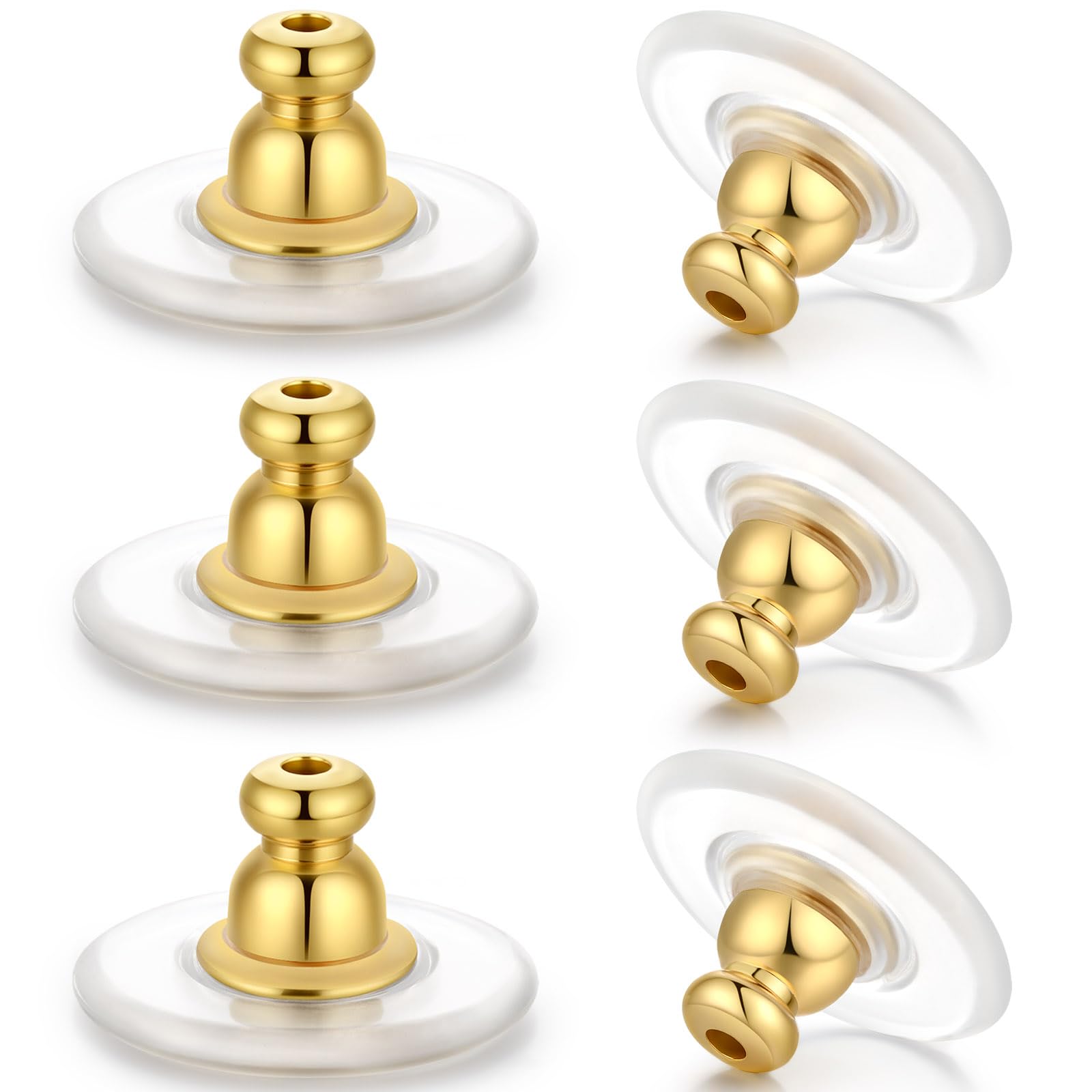Hazifes Earring Backs for Heavy Droopy Earrings - 12mm/0.47 Inch Large Secure Locking Backs for Women & Men for Any Occasion, Durable and Stylish Earring Backing Replacement for Studs, Gold 6 PCS