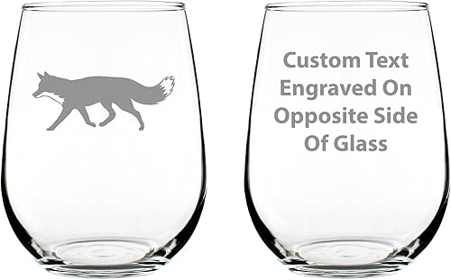 Miniatura 7 de Fox Silhouette Stemless Wine Glass - Cabin Themed Fox Gifts or Rustic Fox Decor for Women and Men - Large 17 Oz Glasses