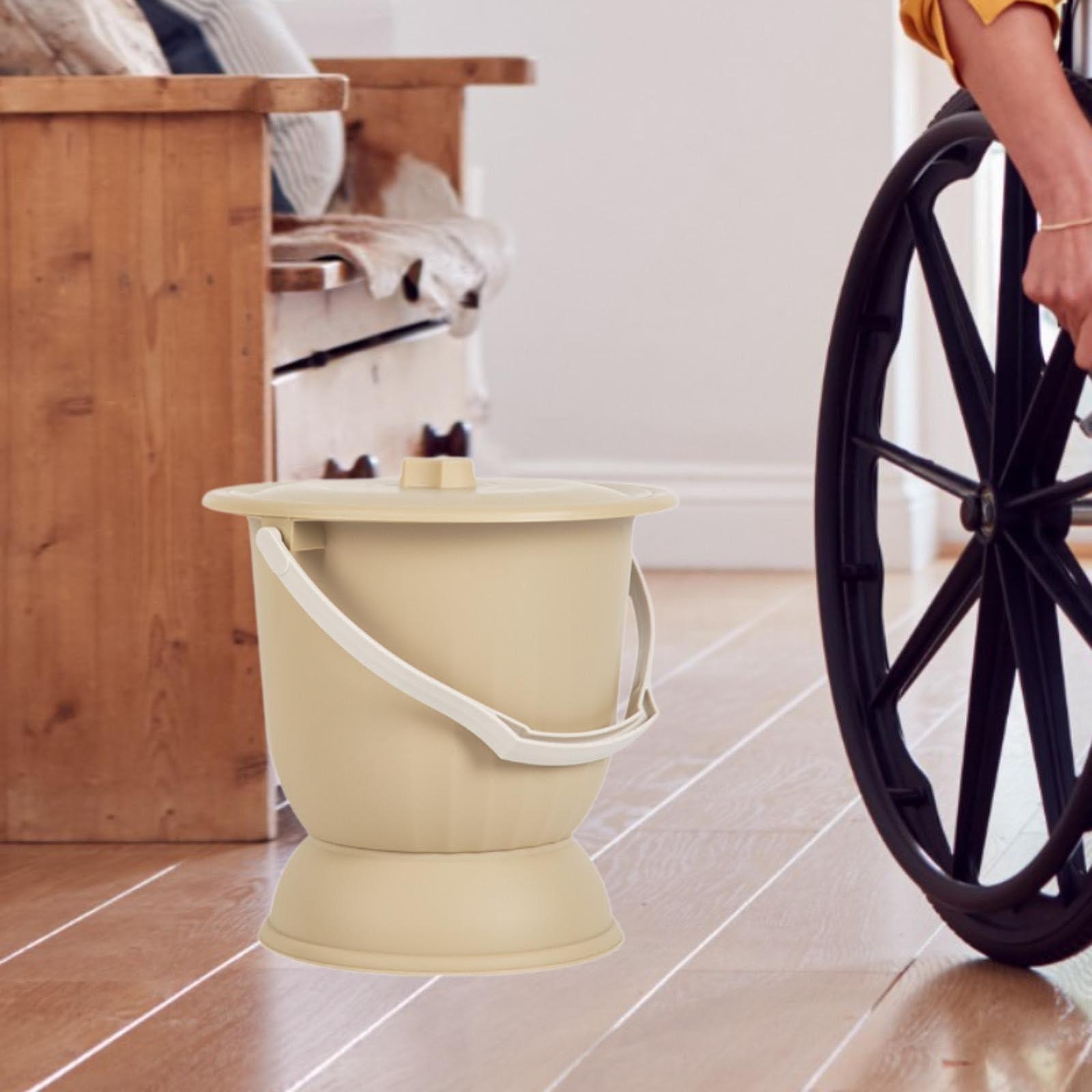 Secchio WC con Coperchio, Sputacchiera, Vaso Da Notte Domestico, Vaso Portatile, Padella per Bambini, Adulti, Giallo