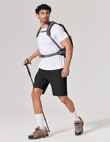 Miniatura 3 de COOFANDY Pantalones cortos de golf híbridos casuales para hombre, 9 pulgadas, elásticos, ligeros, de secado rápido, para verano, senderismo, viajes,