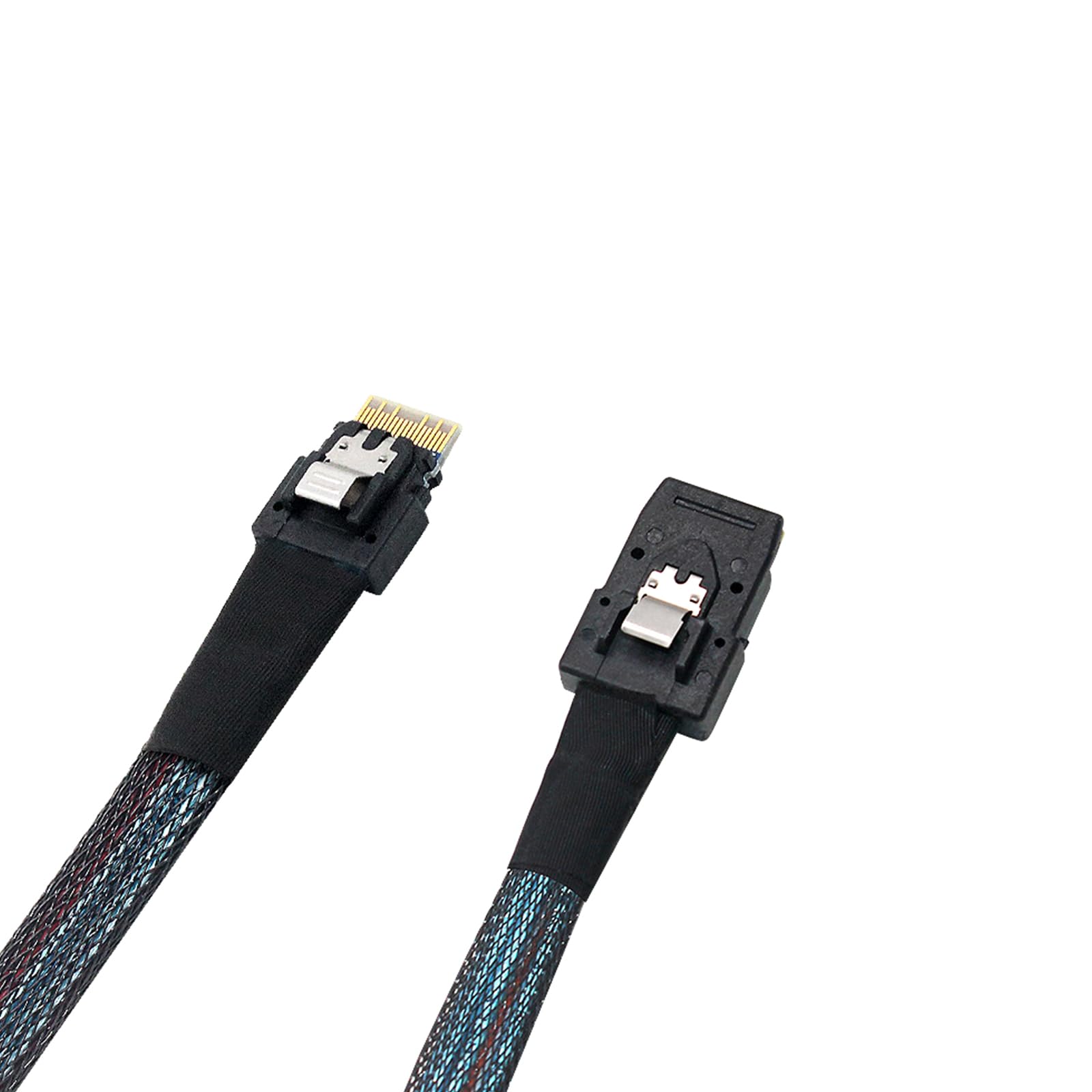 Lot de 2 câbles Heretom SFF-8654 vers SFF-8087, Slim Line SAS 4.0 SFF-8654 4i 38 broches hôte vers mini SAS 4i SFF-8087 36 broches Noir 4,8 m