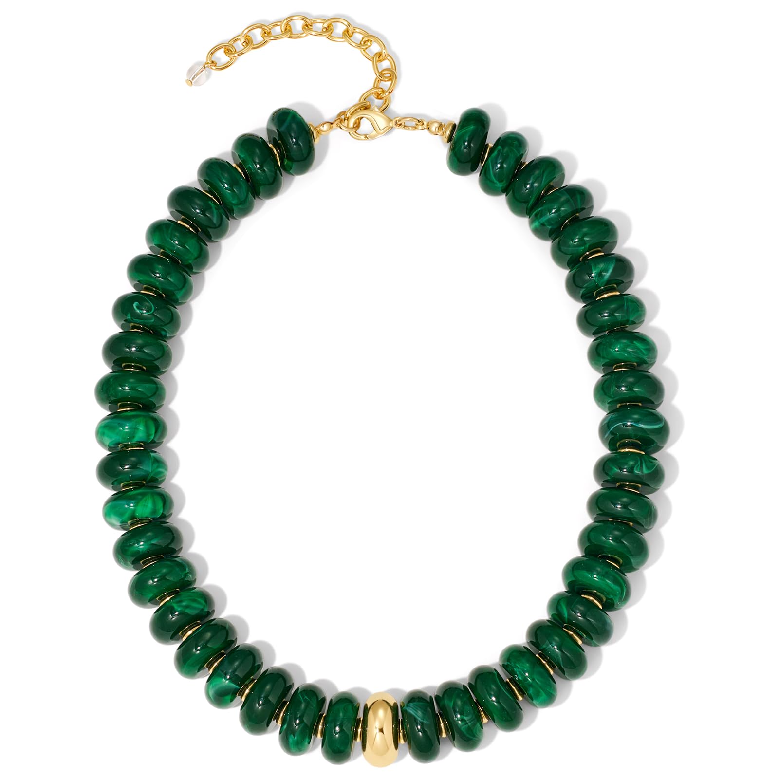 FAUTHENTICUTE Mothers Day Gifts Chunky Beaded Choker Necklace for Women Statement Necklace with Gold Accent Adjustable Beach Summer Jewelry Trendy Boho Necklaces in Multiple Colors y2k Jewelry — view 9